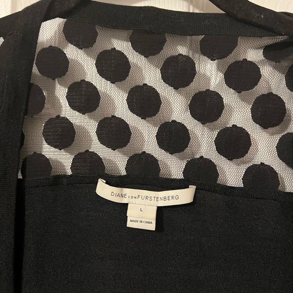 Diane Von Furstenberg Linda Wrap Dress Black Sz L - Picture 6 of 9